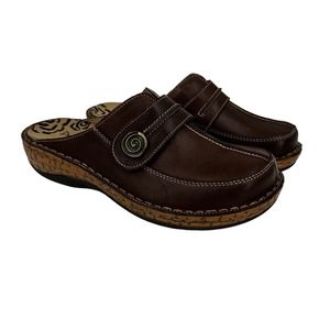 Propet Womens Jana Mules Brown Leather Slip On Comfort Clogs Size 7